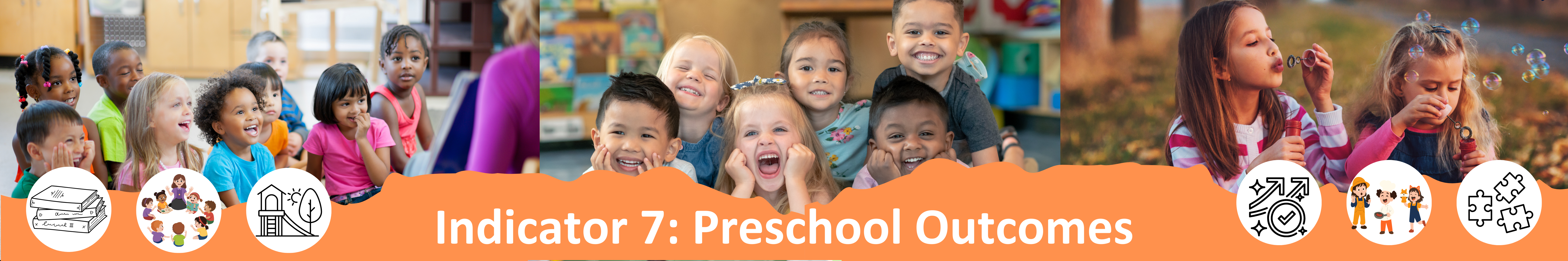 A banner with three preschool student images displayed across the screen with the title of the website.
